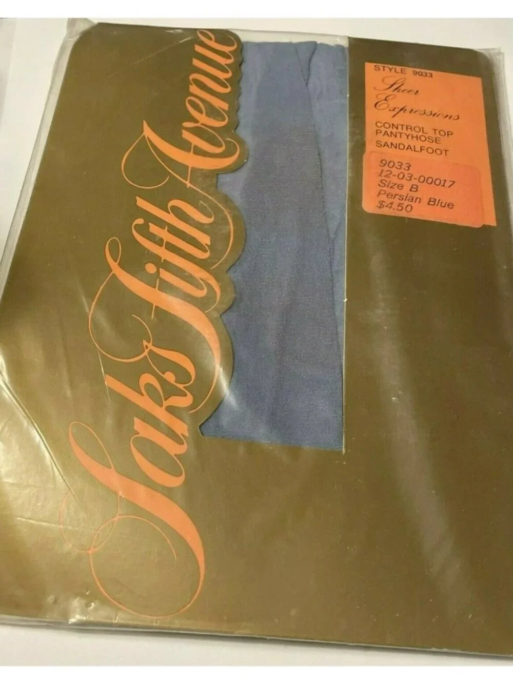 Womens Saks Fifth Avenue Persian Blue Pantyhose Sz B 9033 Sheer Control Top New